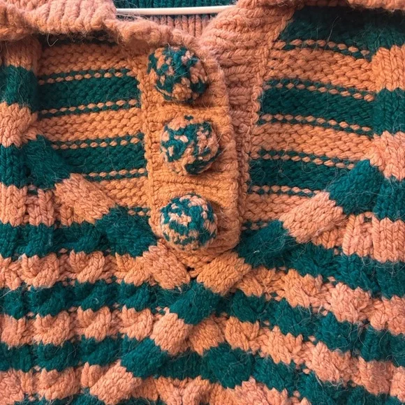 Zara Pink and Teal Striped Cowl Neck Sweater - Picture 8 of 8